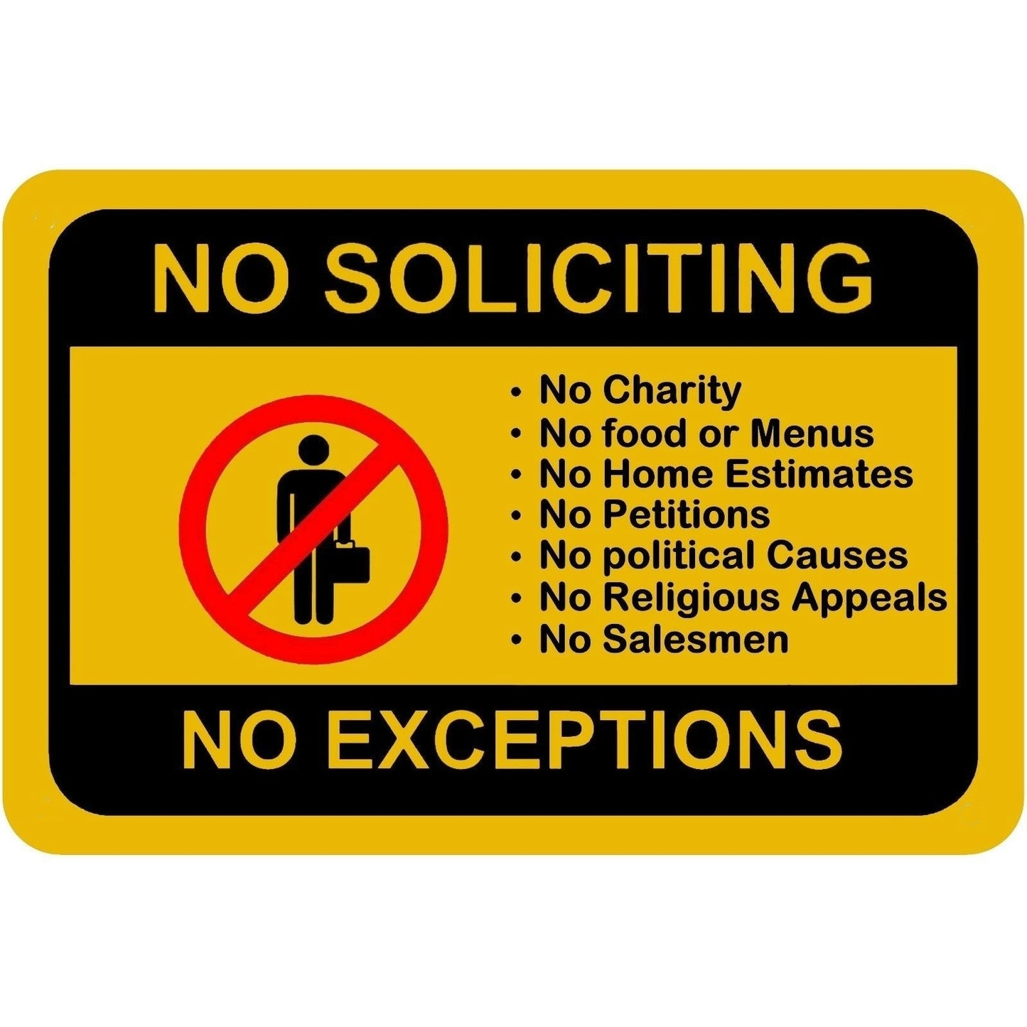 High-quality  4X Waterproof No Soliciting No Exception Front Door Sign Stickers Decal