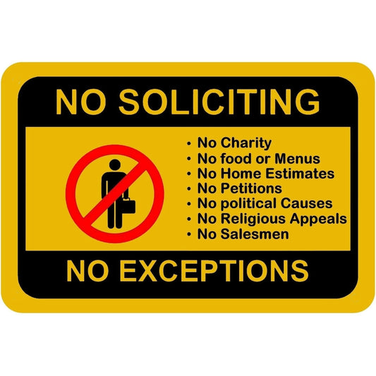 High-quality  4X Waterproof No Soliciting No Exception Front Door Sign Stickers Decal