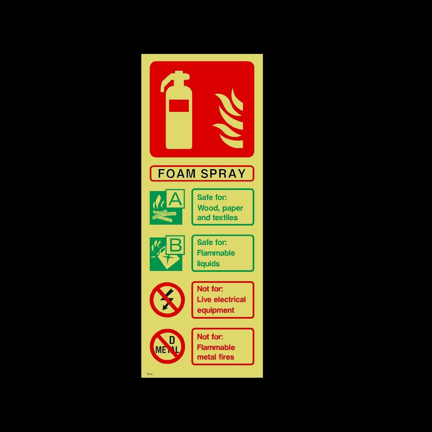 Fire Extinguisher ID Photoluminescent Sign, Sticker