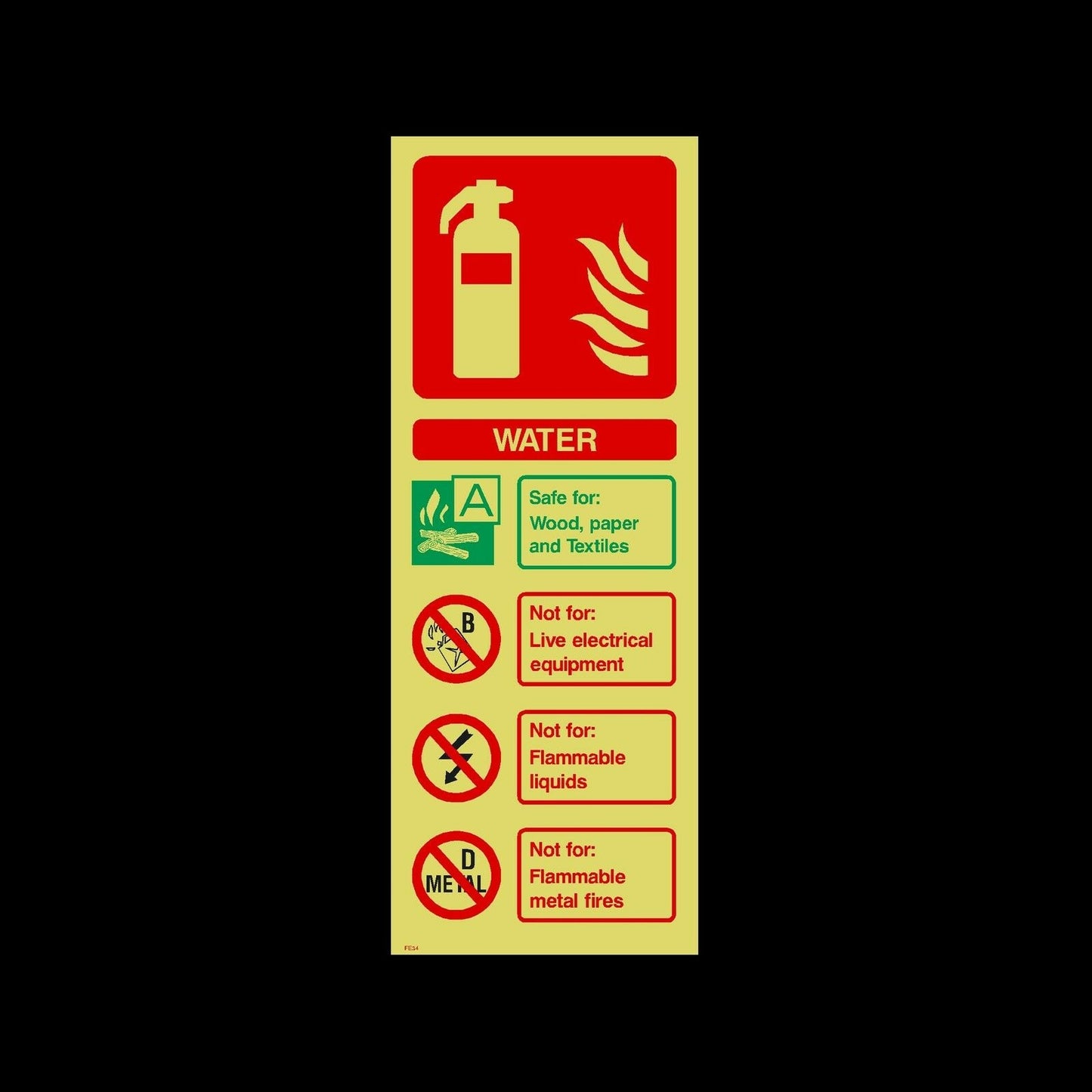 Fire Extinguisher ID Photoluminescent Sign, Sticker