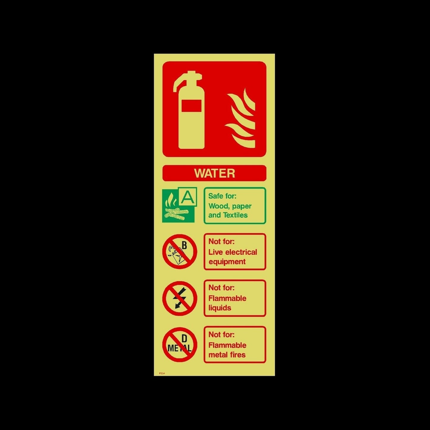 Fire Extinguisher ID Photoluminescent Sign, Sticker