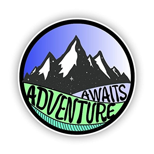Adventure Awaits Sticker Vinyl Decal for Auto Cars Trucks Windshield Laptop RV Camper 4"