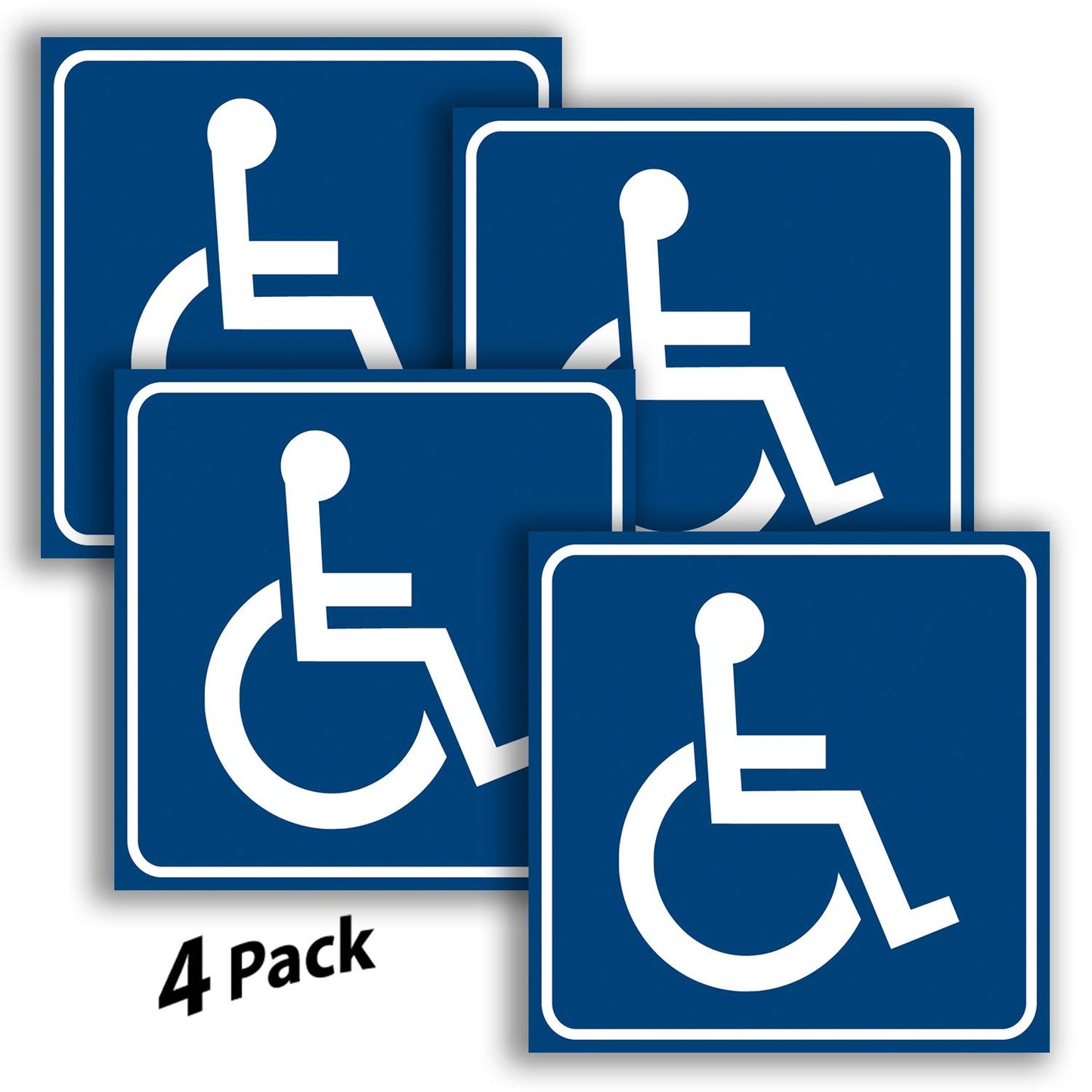 Handicap Signs Stickers Decal Symbol - 4 Pack, 6x6 inch - ADA Compliant - Disable Wheelchair Sign, Disability Sticker, Premium Self-Adhesive Vinyl, Laminated, Indoor & Outdoor