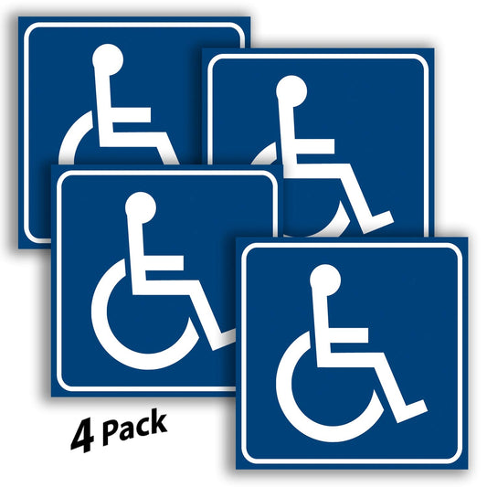Handicap Signs Stickers Decal Symbol - 4 Pack, 6x6 inch - ADA Compliant - Disable Wheelchair Sign, Disability Sticker, Premium Self-Adhesive Vinyl, Laminated, Indoor & Outdoor