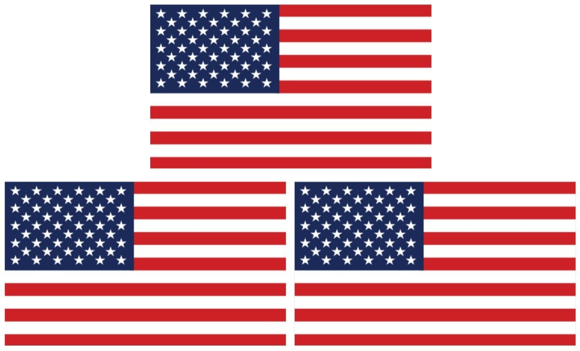 3 Pack - Large 4" x 6" Rectangular United States American Flag Decal Stickers; Premium Quality Heavy-Duty   USA Vinyl, Die-Cut, Screen Printed, Adhesive on Back