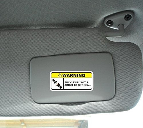 (2X) Funny Buckle Up Warning Sticker Set Vinyl Decal For Car Truck SUV Dashboard