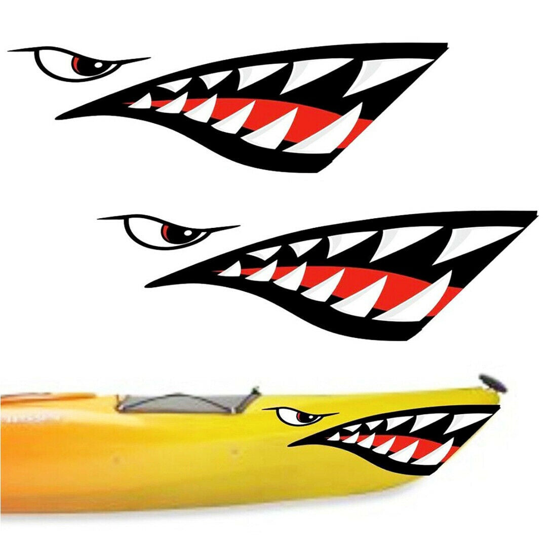 2Pcs Vinyl Shark Teeth Mouth Decal Stickers for Kayak Boat Jet Ski Car Wall