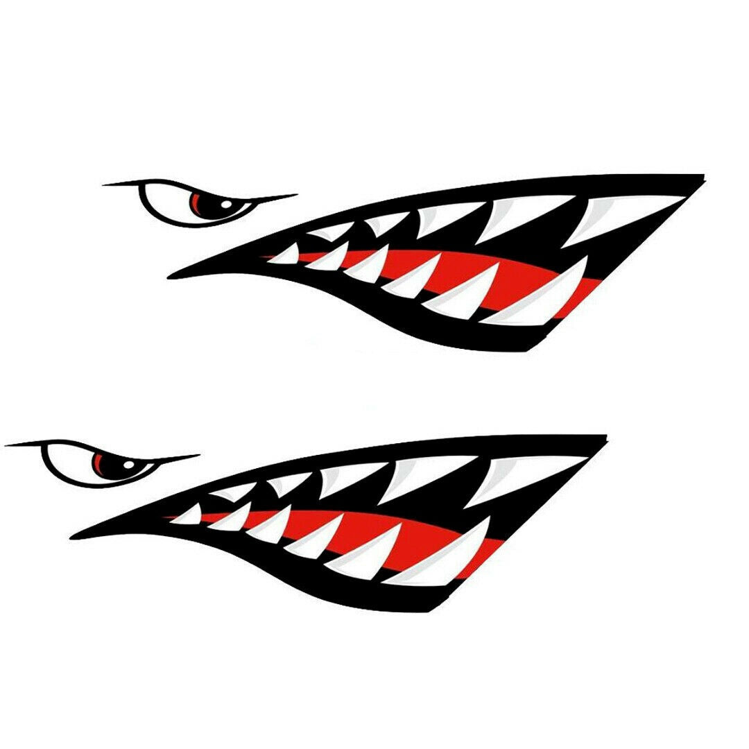 2Pcs Vinyl Shark Teeth Mouth Decal Stickers for Kayak Boat Jet Ski Car Wall