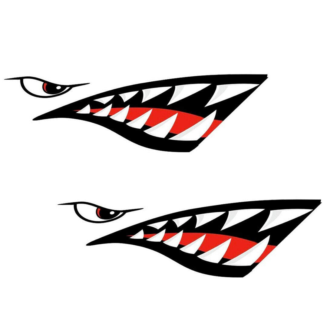 2Pcs Vinyl Shark Teeth Mouth Decal Stickers for Kayak Boat Jet Ski Car Wall