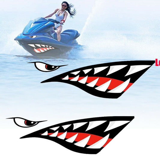 2Pcs Vinyl Shark Teeth Mouth Decal Stickers for Kayak Boat Jet Ski Car Wall
