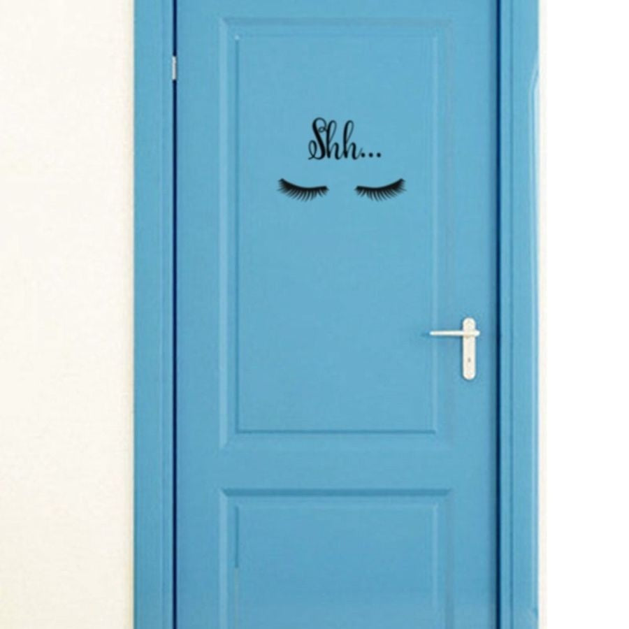 Fashion   1 Set=2 PCS Cute Beautiful Shh... Eyelash Vinyl Wall Sticker Girls Room Lovely Decals Decor