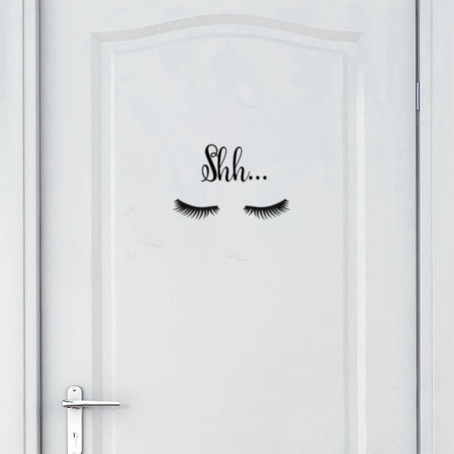 Fashion   1 Set=2 PCS Cute Beautiful Shh... Eyelash Vinyl Wall Sticker Girls Room Lovely Decals Decor