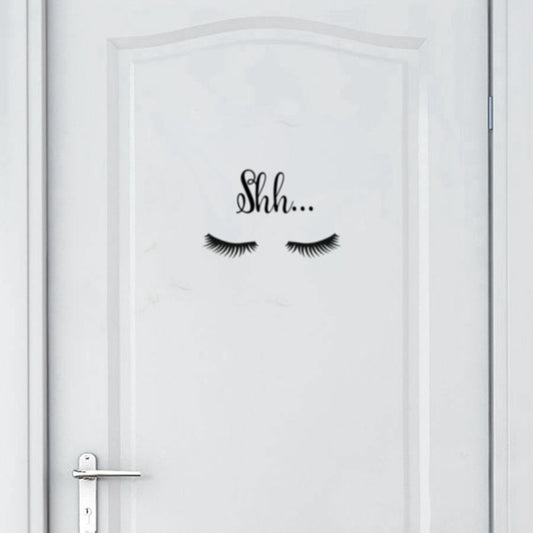 Fashion   1 Set=2 PCS Cute Beautiful Shh... Eyelash Vinyl Wall Sticker Girls Room Lovely Decals Decor