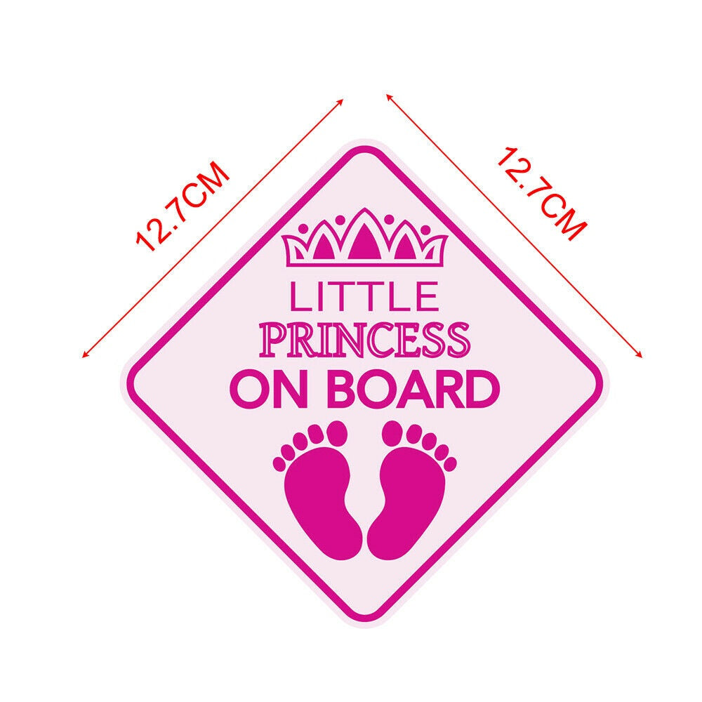 1x LITTLE PRINCESS ON BOARD Baby Footprint Car Sign Sticker