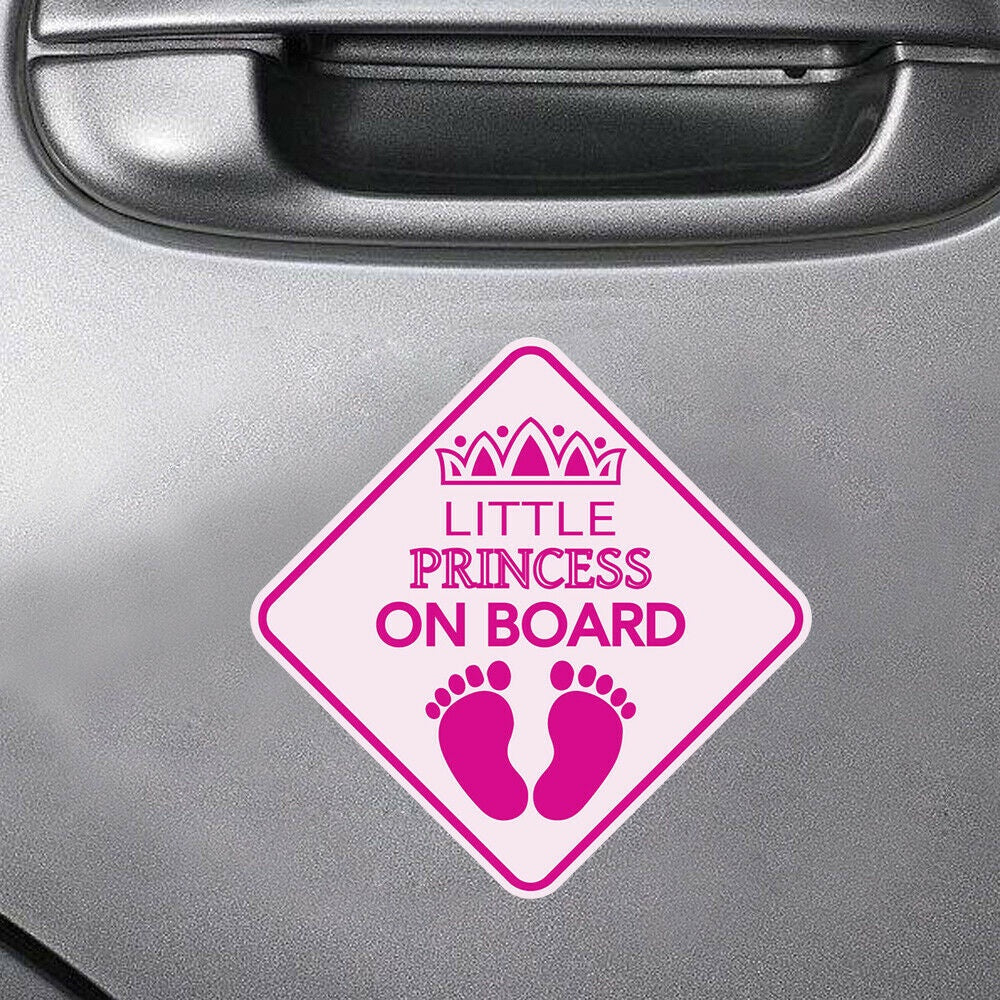 1x LITTLE PRINCESS ON BOARD Baby Footprint Car Sign Sticker