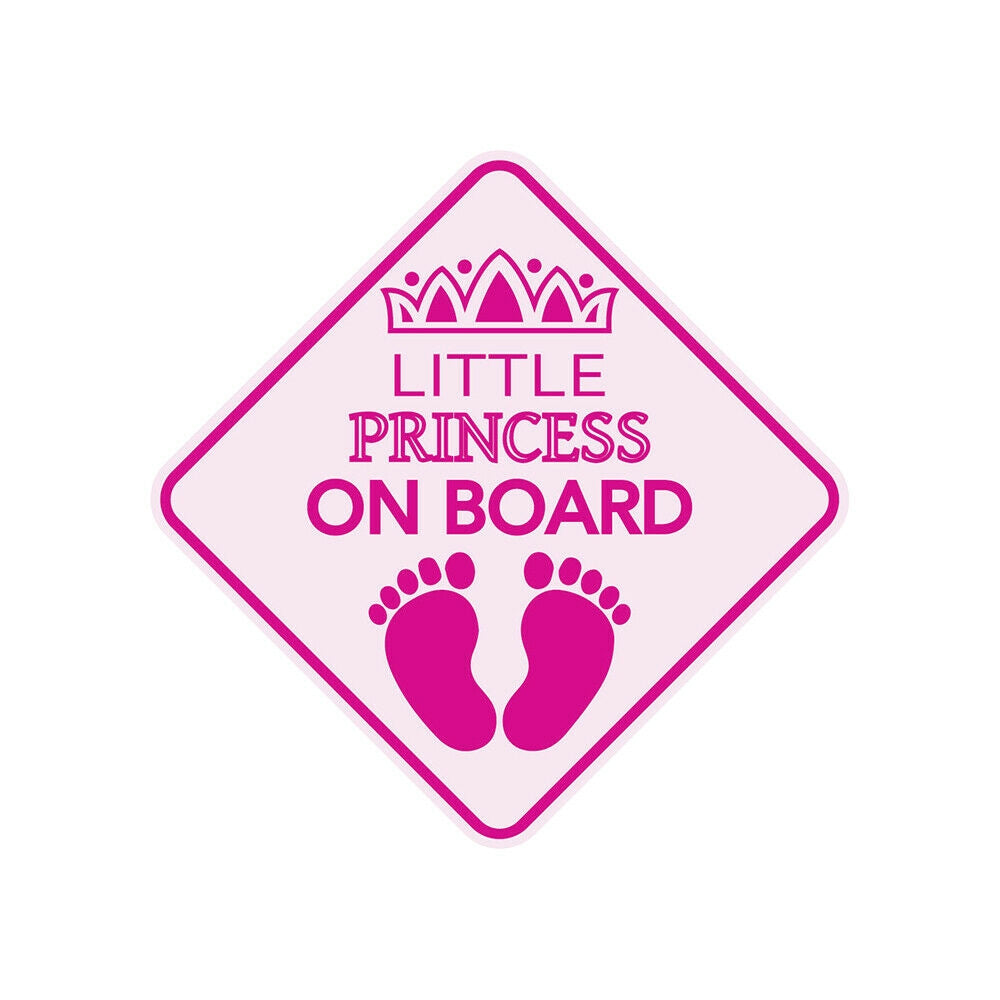 1x LITTLE PRINCESS ON BOARD Baby Footprint Car Sign Sticker