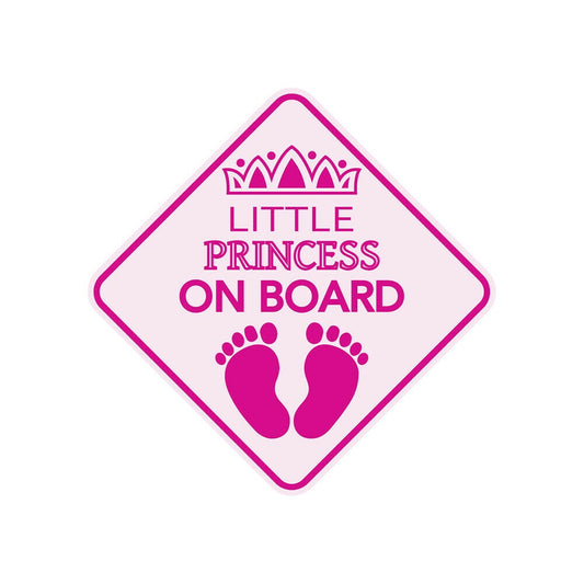 1x LITTLE PRINCESS ON BOARD Baby Footprint Car Sign Sticker