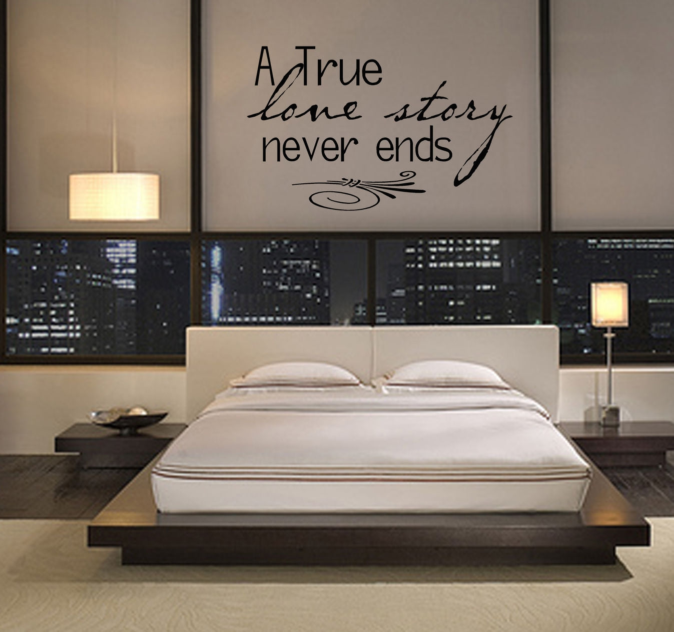 True Love Story Chambre à Coucher Mur Vinyle Mots Autocollant Décoration Mur Art Autocollant