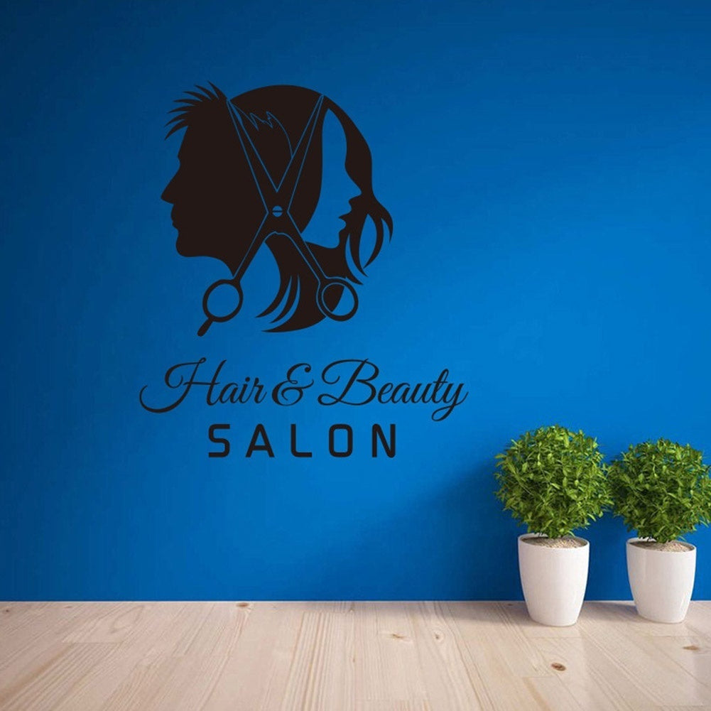 2018 NEW    Wall Decal Hairdressing Vinyl Sticker Hair Salon Interior Removable Art Decor Window Sticker