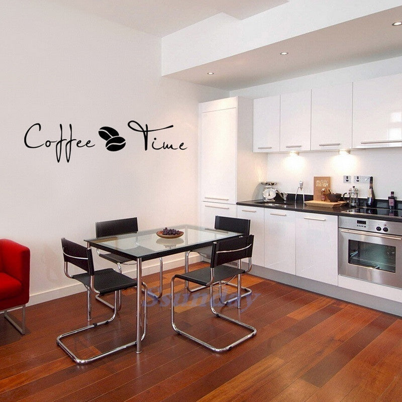 New Brand 57× 16 cm Home Kitchen Decoration Coffee Time Words Wall Sticker DIY Decal