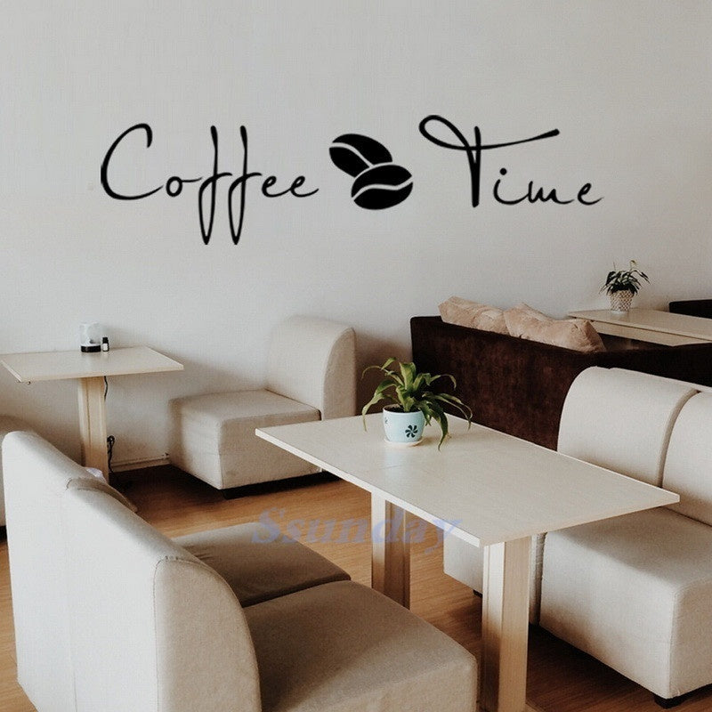 New Brand 57× 16 cm Home Kitchen Decoration Coffee Time Words Wall Sticker DIY Decal
