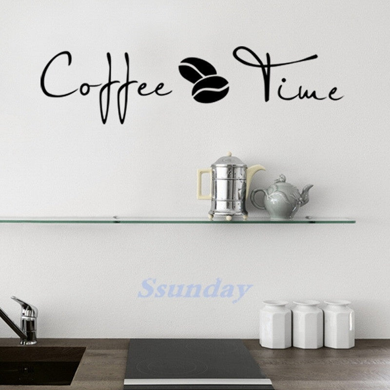 New Brand 57× 16 cm Home Kitchen Decoration Coffee Time Words Wall Sticker DIY Decal