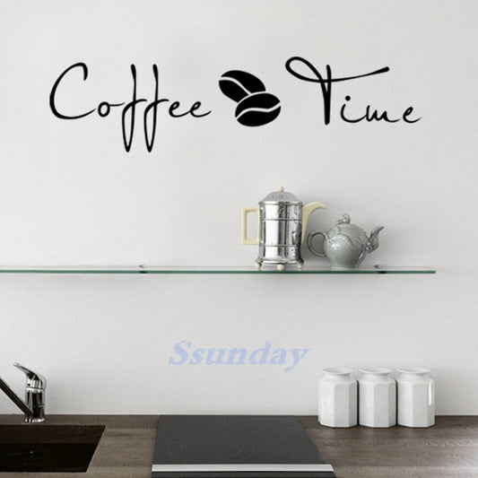 New Brand 57× 16 cm Home Kitchen Decoration Coffee Time Words Wall Sticker DIY Decal