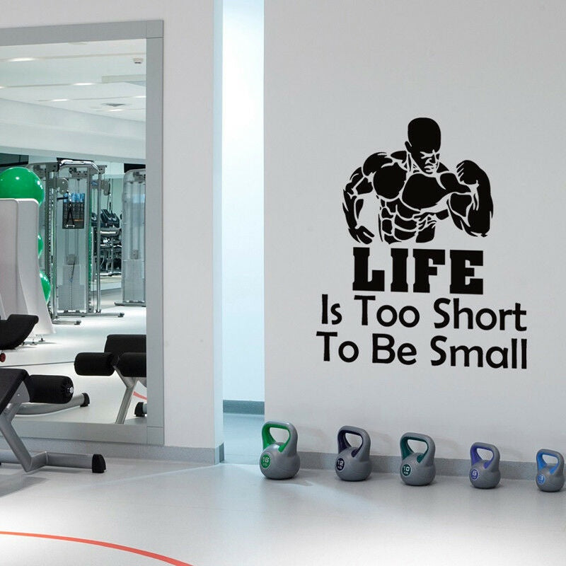 La vie est trop courte Gym Vinyle Autocollant Mural Decal Inspiration Citation Fitness athlète