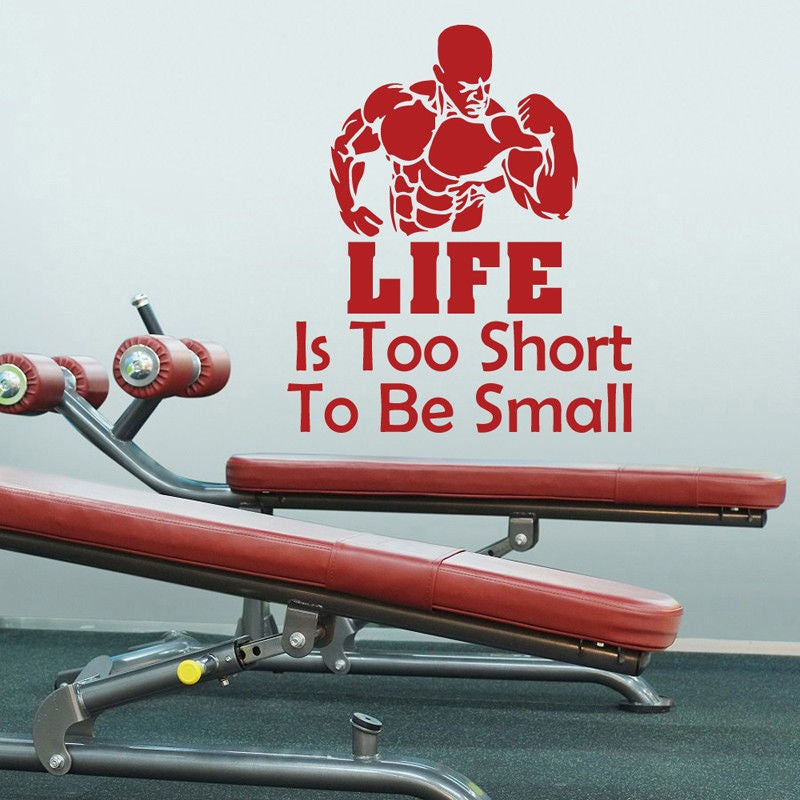 La vie est trop courte Gym Vinyle Autocollant Mural Decal Inspiration Citation Fitness athlète