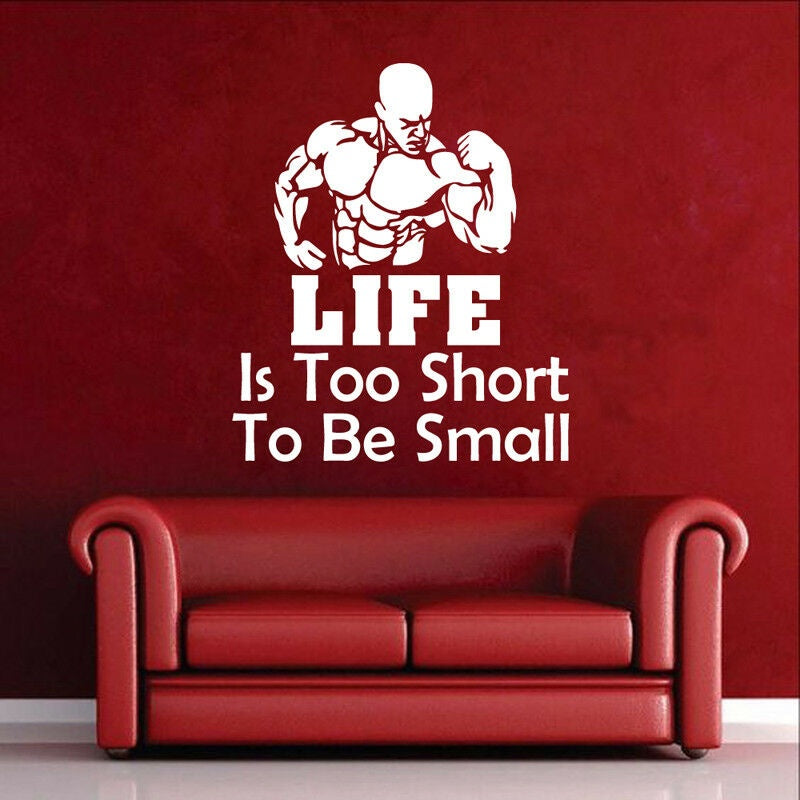 La vie est trop courte Gym Vinyle Autocollant Mural Decal Inspiration Citation Fitness athlète