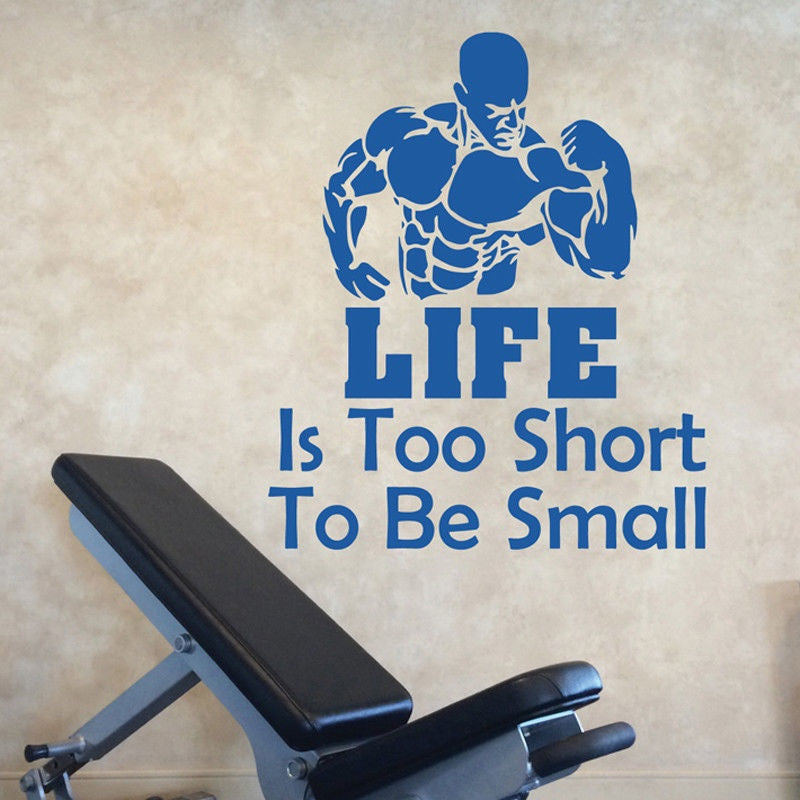 La vie est trop courte Gym Vinyle Autocollant Mural Decal Inspiration Citation Fitness athlète