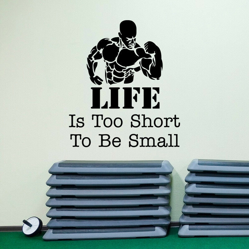 La vie est trop courte Gym Vinyle Autocollant Mural Decal Inspiration Citation Fitness athlète