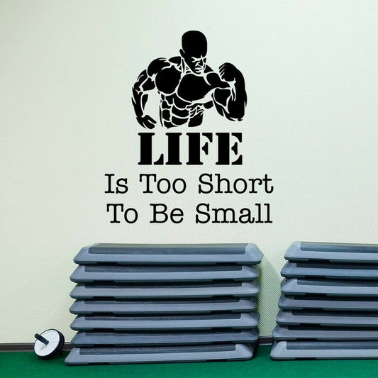 La vie est trop courte Gym Vinyle Autocollant Mural Decal Inspiration Citation Fitness athlète