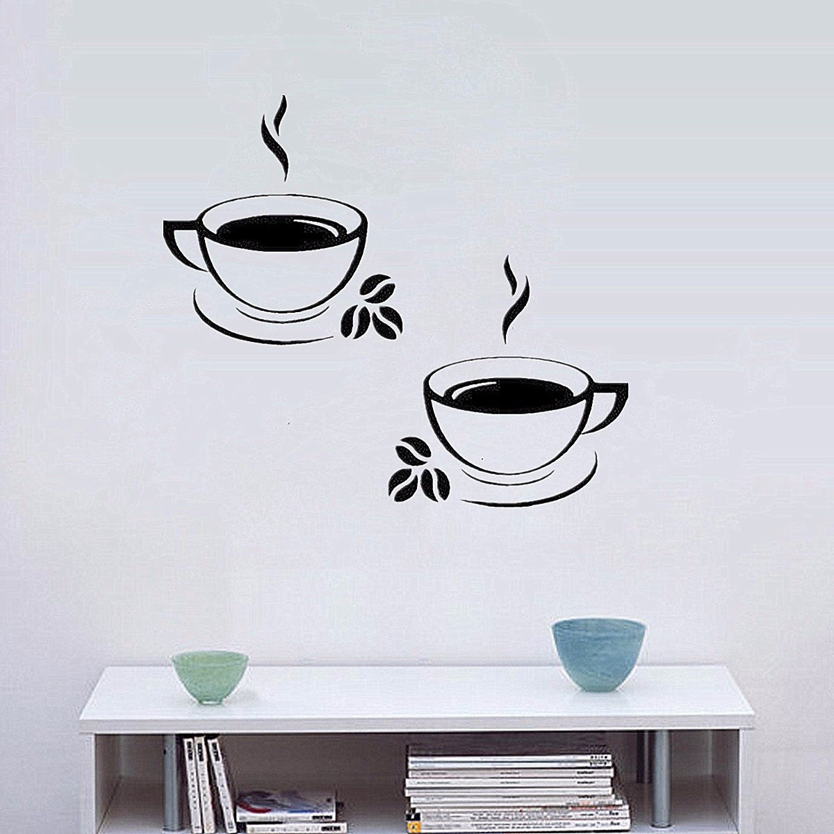 40x24cm Coffee Cups Kitchen Wall Stickers Art Vinyl Decal Restaurant Pub Cafe Home Decor