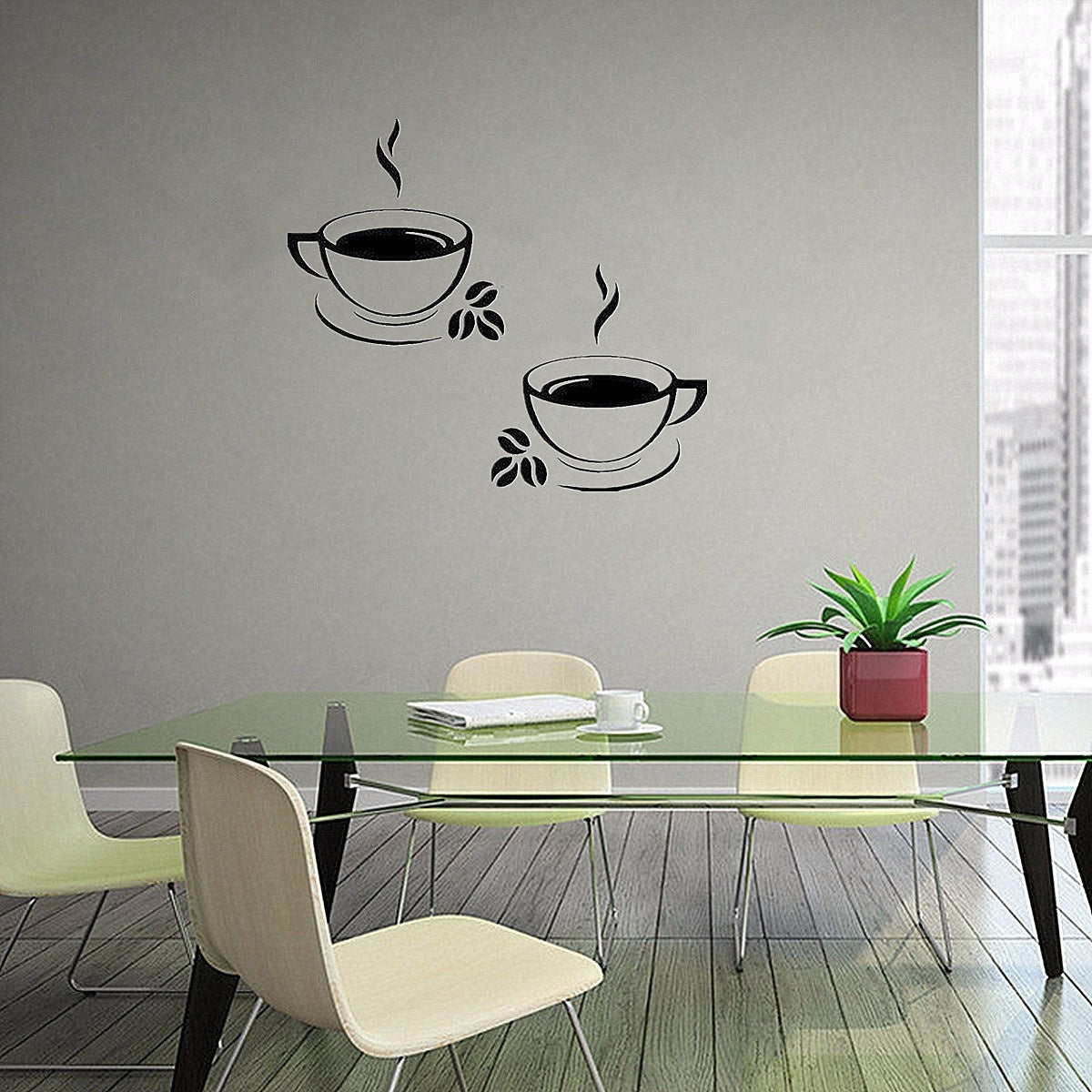40x24cm Coffee Cups Kitchen Wall Stickers Art Vinyl Decal Restaurant Pub Cafe Home Decor