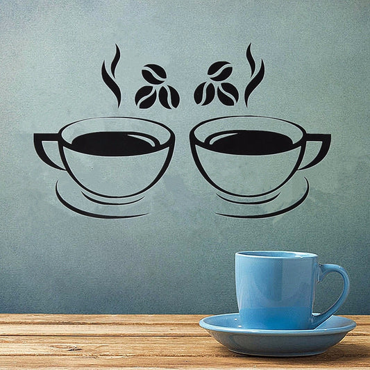 40x24cm Coffee Cups Kitchen Wall Stickers Art Vinyl Decal Restaurant Pub Cafe Home Decor