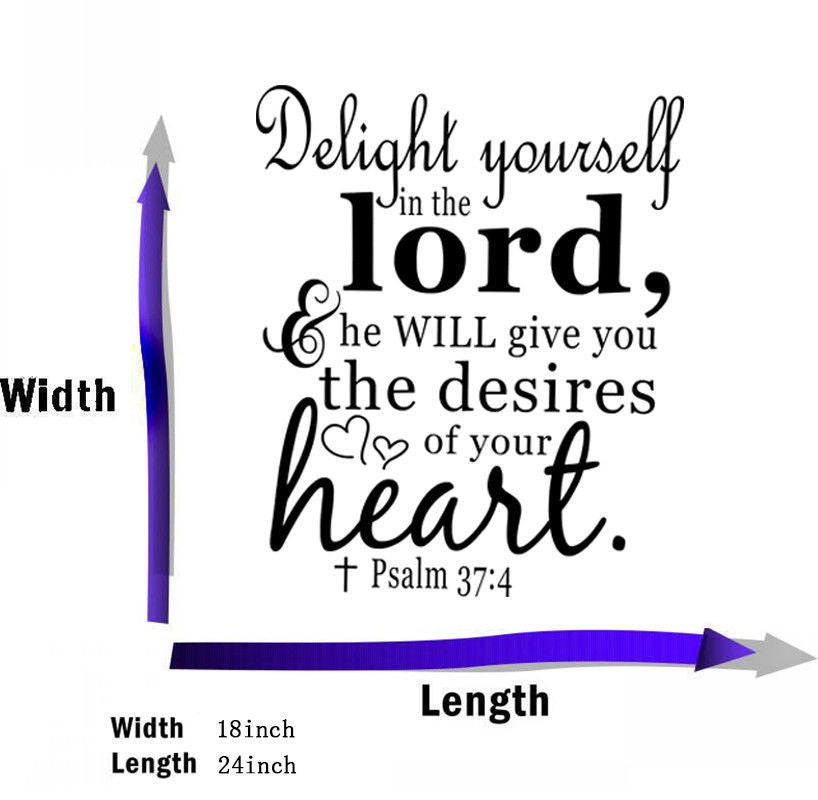 Psaume 37:4 BIBLE VERSE Vinyl Wall Stickers autocollants écritures Citation Art Word decor