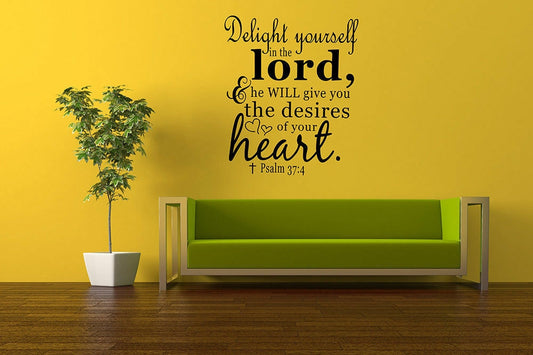 Psaume 37:4 BIBLE VERSE Vinyl Wall Stickers autocollants écritures Citation Art Word decor