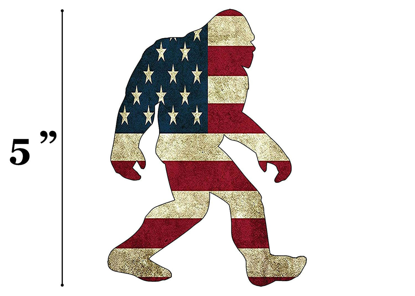 USA Flag Bigfoot Sasquatch Sticker Bumper Car Decal Gift Patriotic American United States