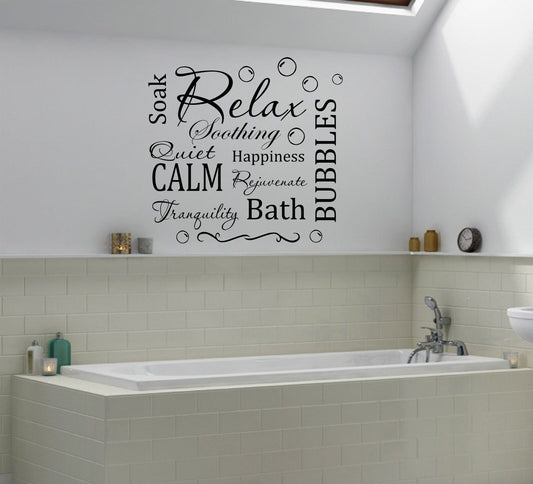 Relax Calme Salle De Bain Bulles Mural Citation Autocollant Mural Décalcomanies & Autocollants