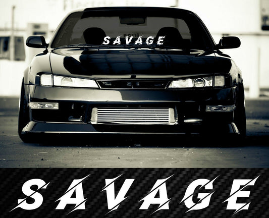 New Hot SAVAGE Windshield Banner Sun Strip Decal Sticker JDM Stance