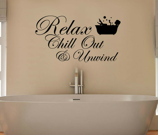 Relax Chill Out And Unwind Bain Bulles Salle De Bain Autocollant Mural Art Autocollant Photo