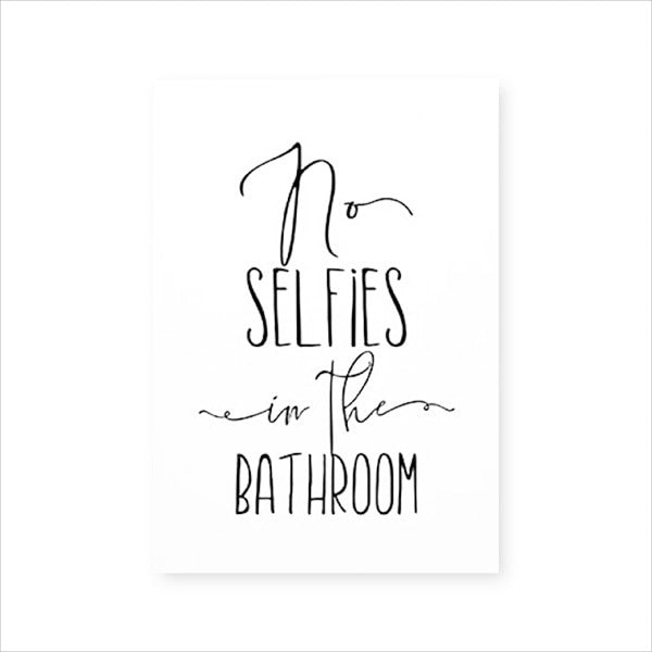 1Set(4Pcs) Funny Bathroom Sign Canvas Poster Wall Art Prints , No Selfies Enjoy Your Poop Please Remain Seated Toilet Signs Bathroom Decor