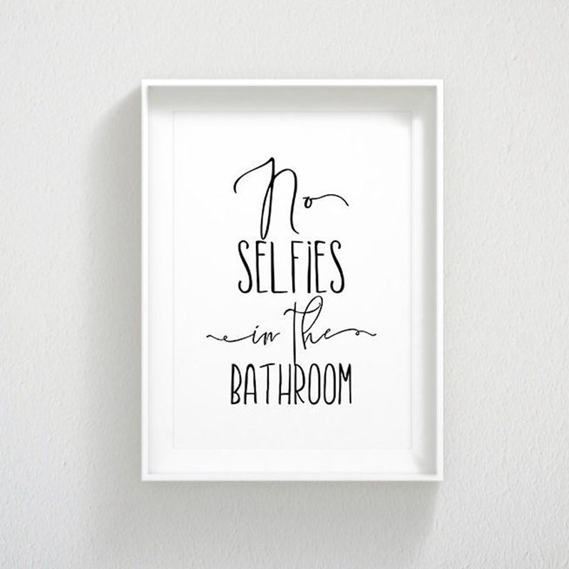 1Set(4Pcs) Funny Bathroom Sign Canvas Poster Wall Art Prints , No Selfies Enjoy Your Poop Please Remain Seated Toilet Signs Bathroom Decor
