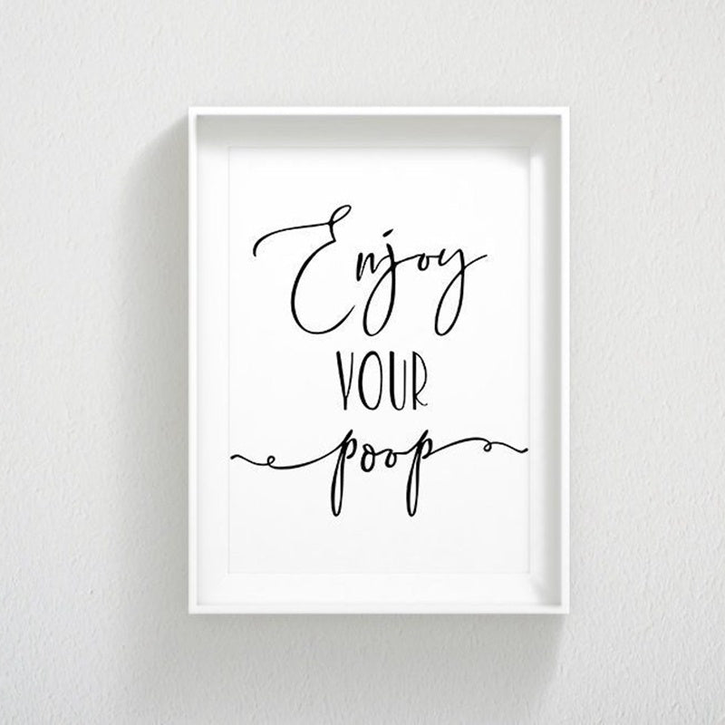 1Set(4Pcs) Funny Bathroom Sign Canvas Poster Wall Art Prints , No Selfies Enjoy Your Poop Please Remain Seated Toilet Signs Bathroom Decor