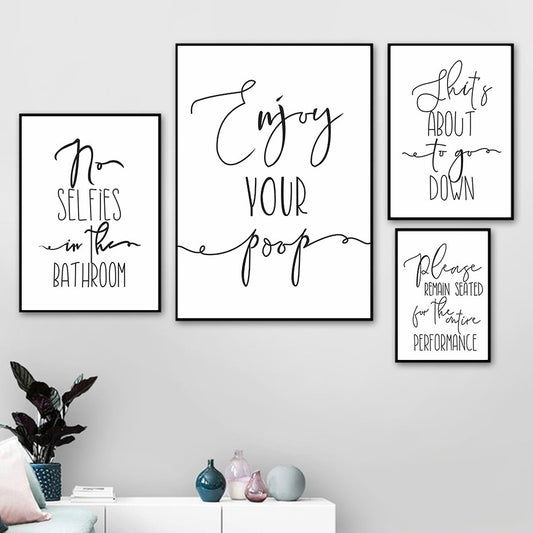 Funny Quotes Calligraphy Wall Art Modern Pictures Line Drawing Vintage Posters Nordic Prints Bathroom Decoration Canvas Painting
