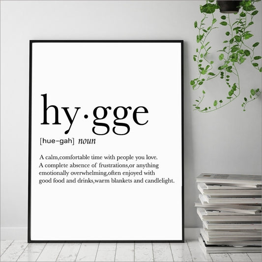Romantic Dictionary Art Print Hygge Definition Minimalist Poster For Home Bar Salon Restaurant Wall Art Hygge Decor