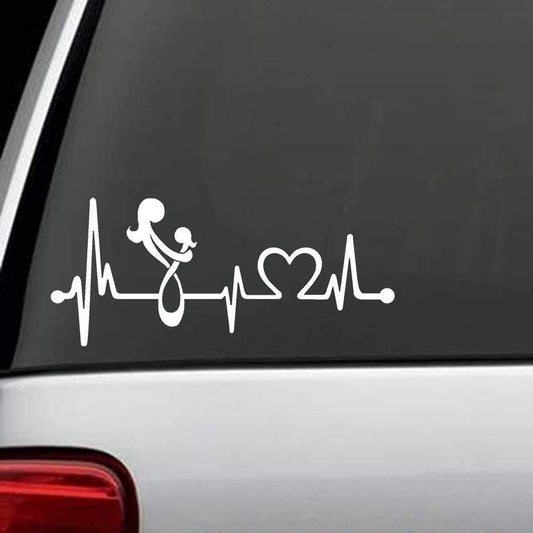 New Brand Car Stickers Decals Mother Mom Loves Daughter Heartbeat Lifeline Monitor Decal Sticker Vinyl Sticker Decal for Car Truck SUV Window Vinyl Sticker