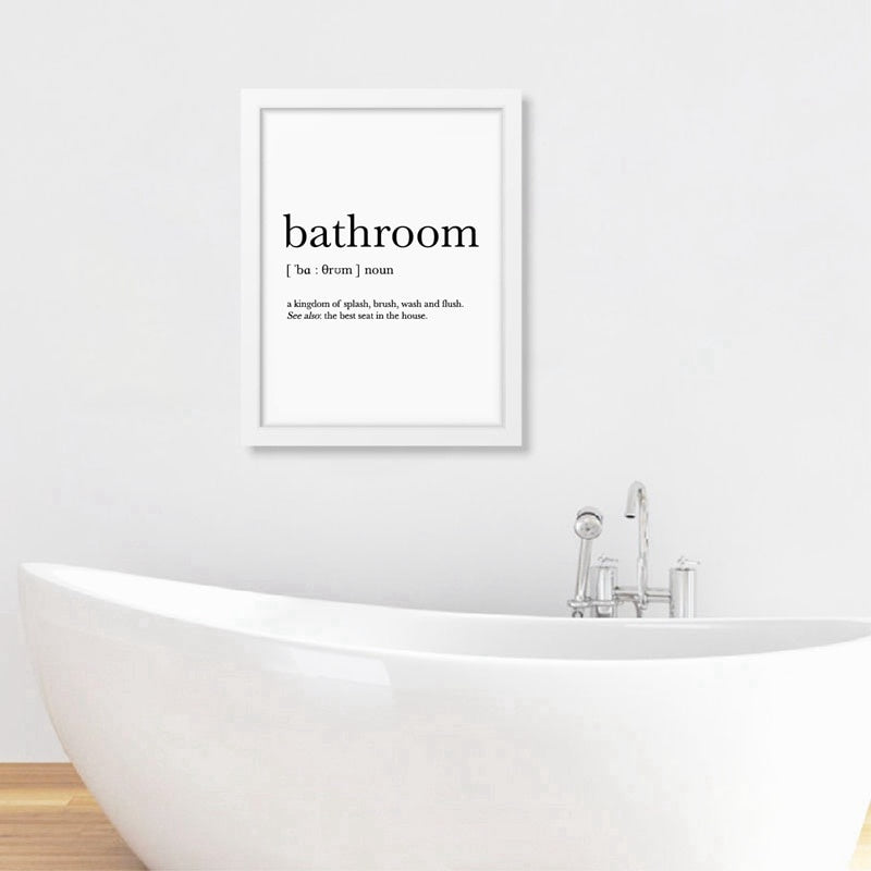 Bathroom Signs Wall Art Canvas Posters Prints Funny Bathroom Definition Quote Painting Black White Wall Picture Home Decor