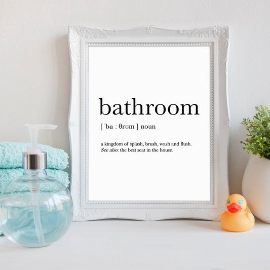 Bathroom Signs Wall Art Canvas Posters Prints Funny Bathroom Definition Quote Painting Black White Wall Picture Home Decor